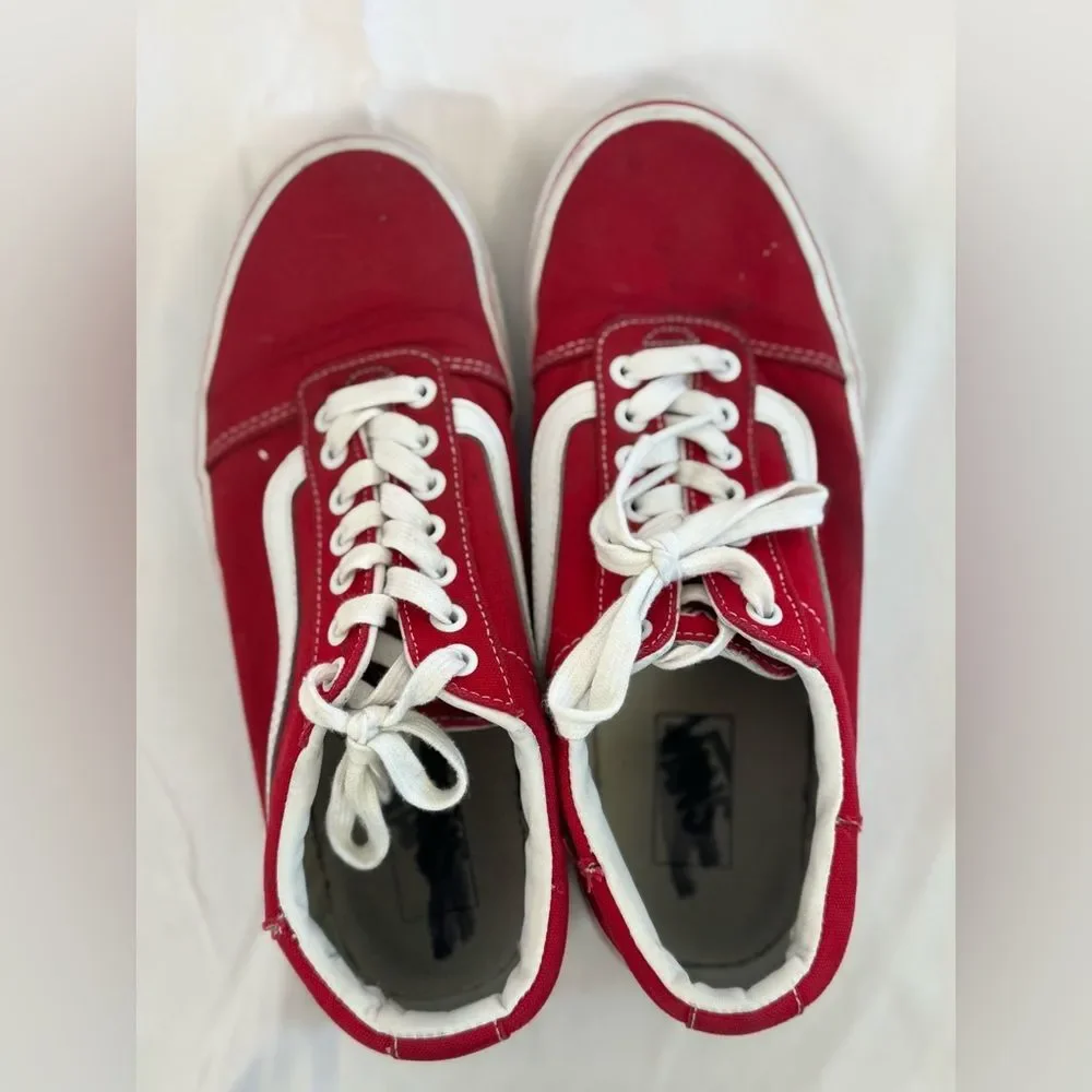Vans Red White Men’s Size 9 Skate‎ Shoes Old Skool Canvas Low